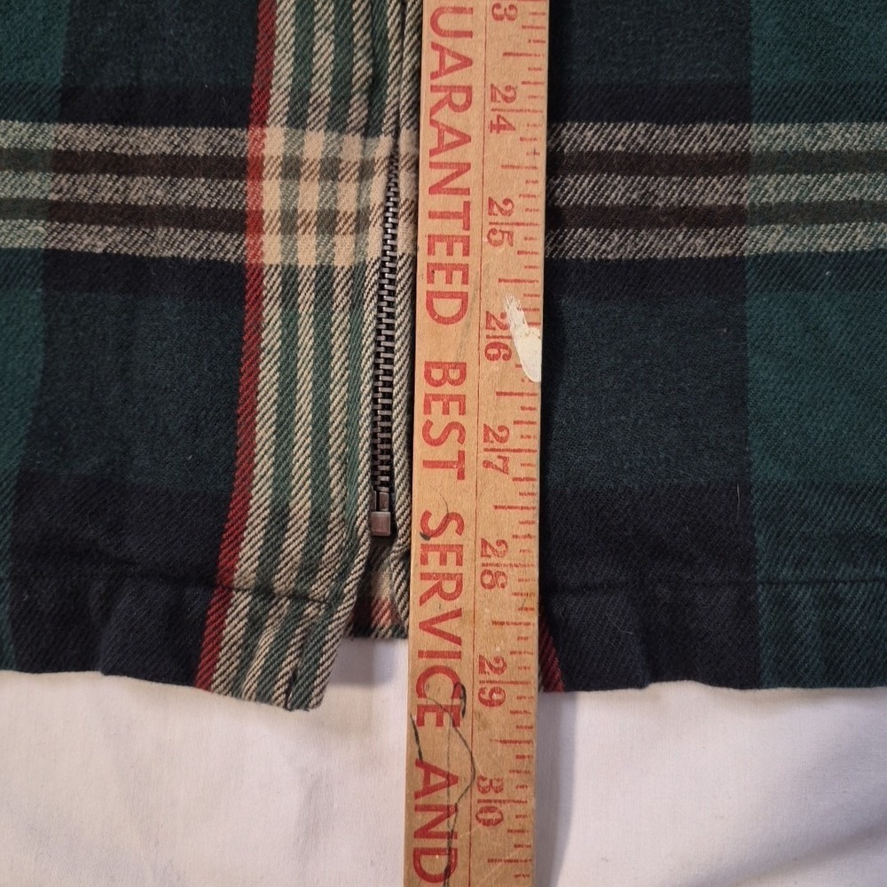Lauren Ralph Lauren Flannel Shacket Womens Large Green Plaid Hood Full Zip Work - Picture 7 of 8